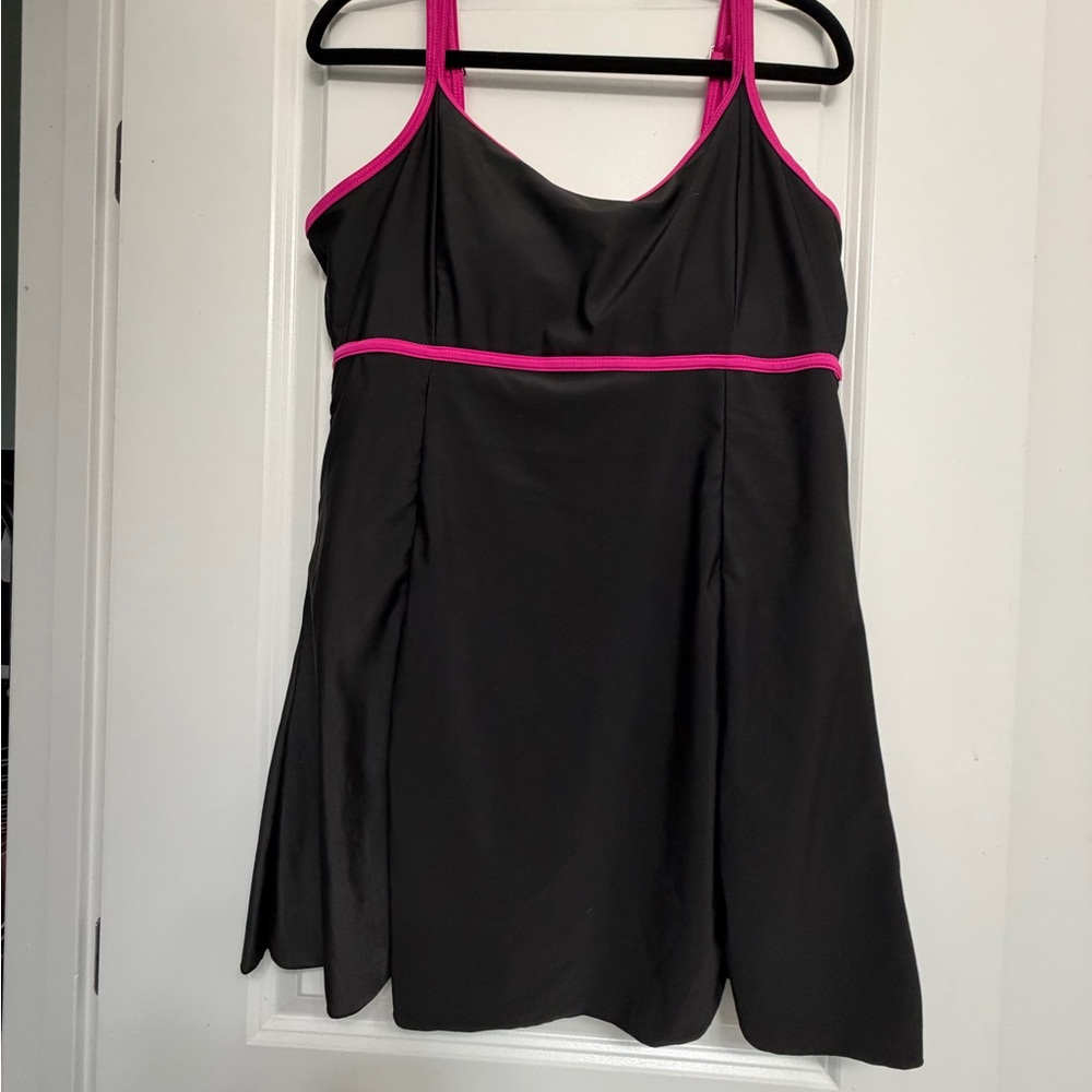 Black Dress with Pink Trim
